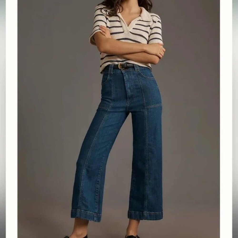 Anthropologie, Pilcro, blue wide leg jeans, 26